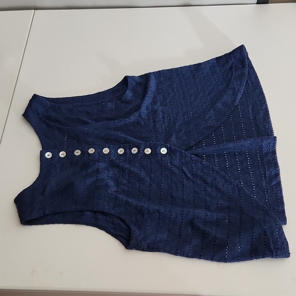 Living Doll Tank Top Shirt Sizs S button back navy blue - Picture 10 of 12